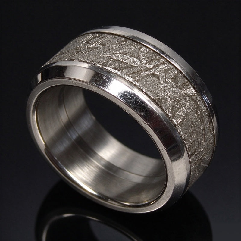 Muonionalusta Meteorite Lovers Ring Natural Iron Meteorite Pendant Handmade Wedding Ring Meteorite Ring-H