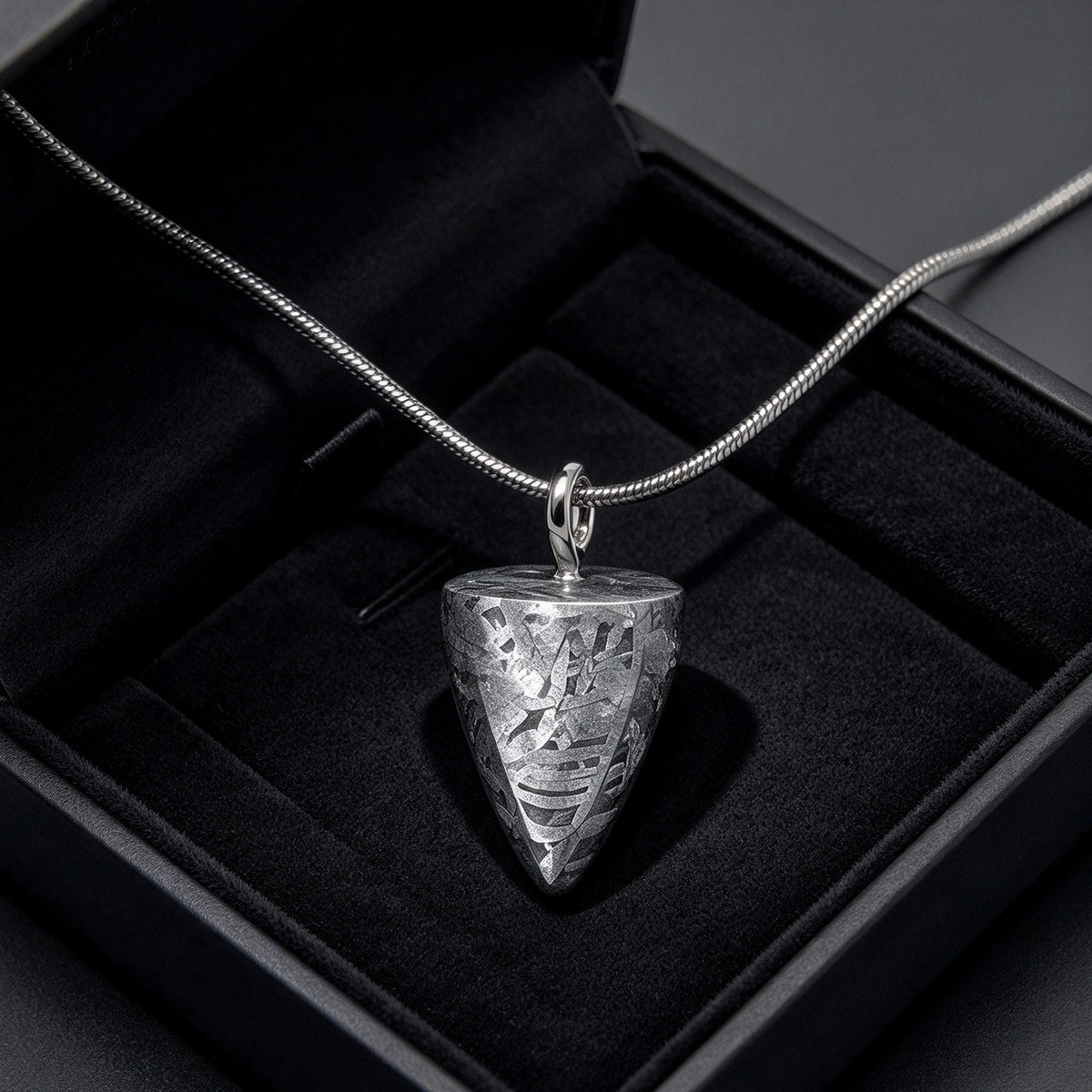 Muonionalusta Meteorite Cone Pendant, Space Rock Necklace