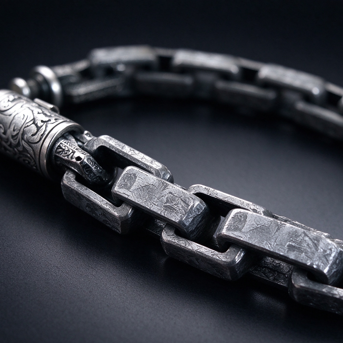 Muonionalusta Iron Meteorite Bracelet New chain-shaped design: Natural Jewelry Gift
