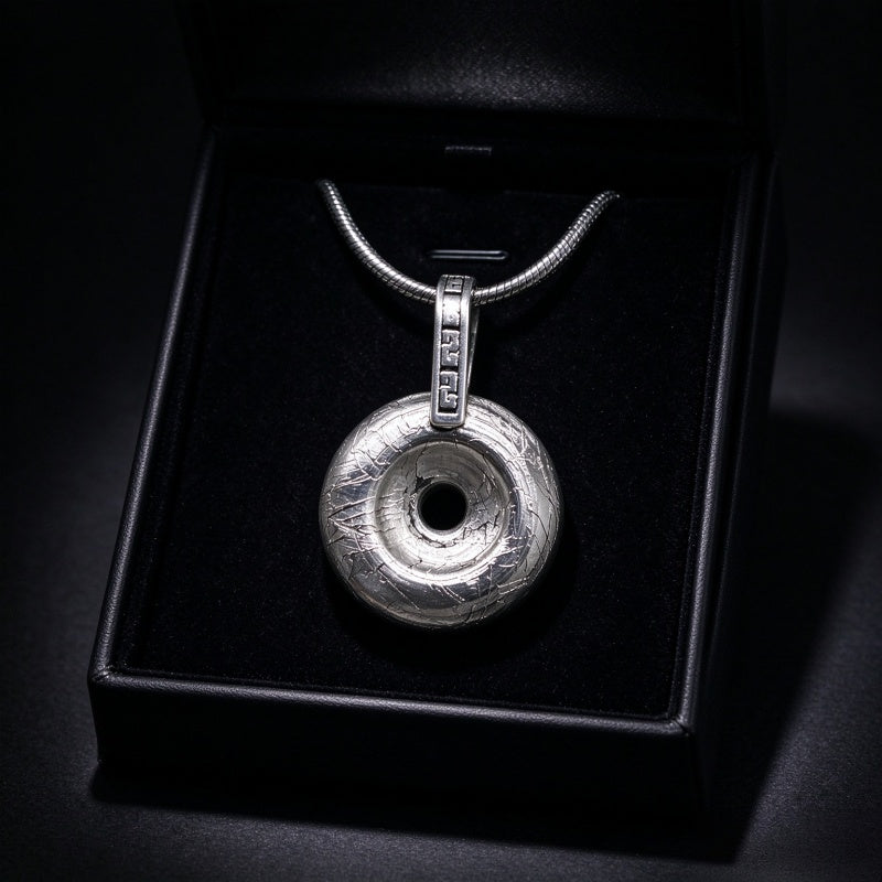 Genuine Muonionalusta Meteorite Peace Buckle Pendant Nickel-Plated Finish Fine Meteorite Collection Piece LK463