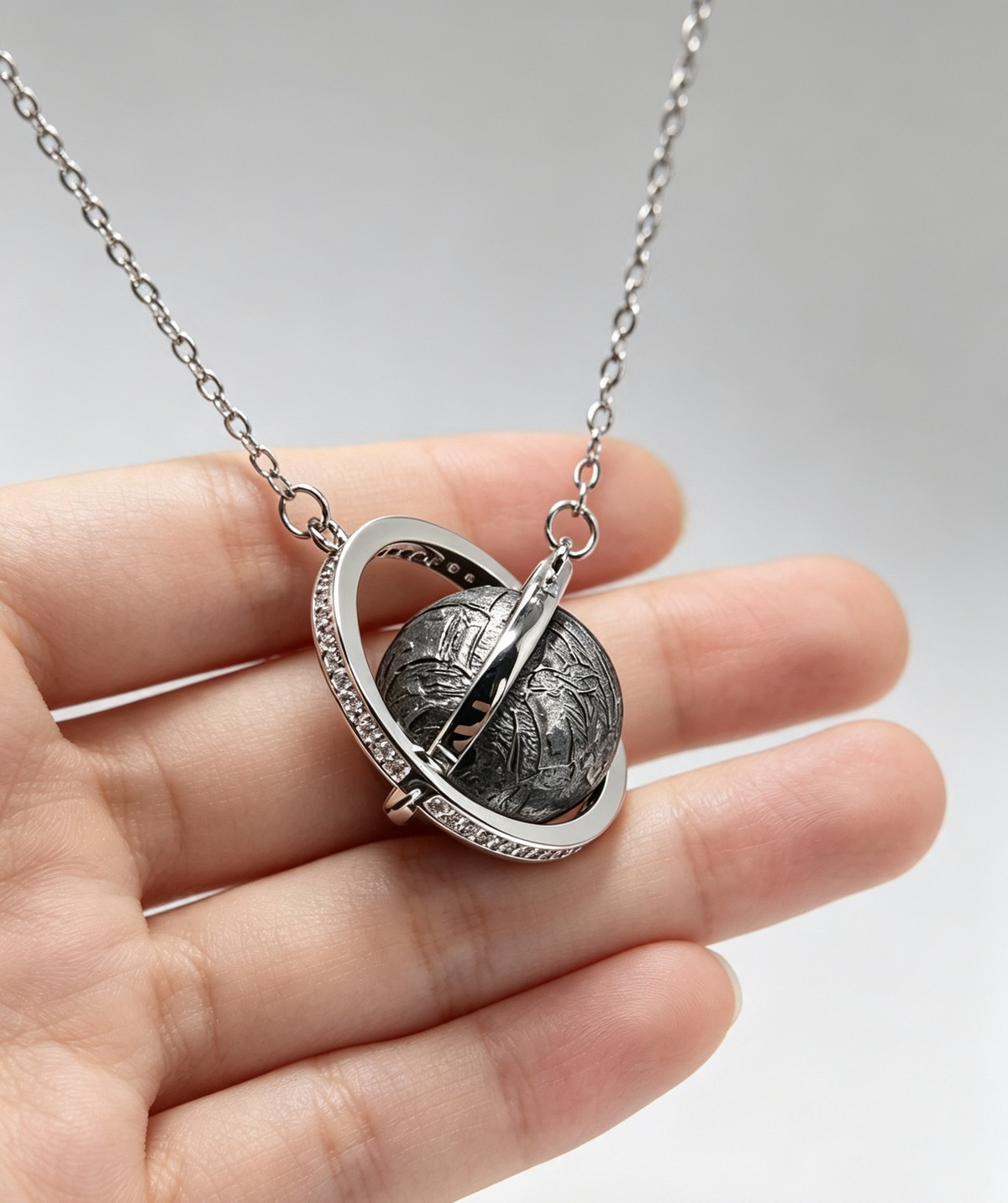 Saturn Meteorite Necklace — Genuine Iron Meteorite Planet Pendant
