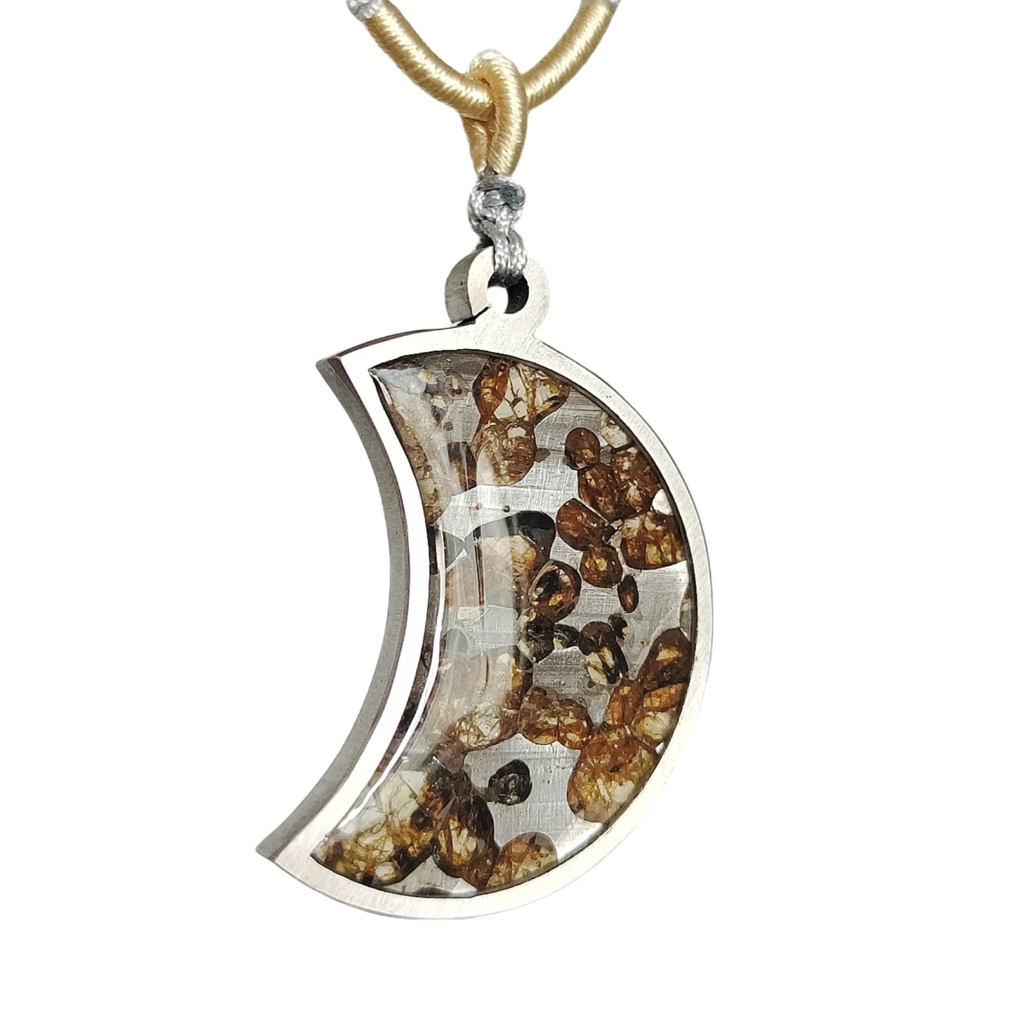 Brenham Meteorite Pendant Natural olive meteorite Titanium Alloy necklace Jewelry material Specimen Titanium Alloy Pendan- LK043