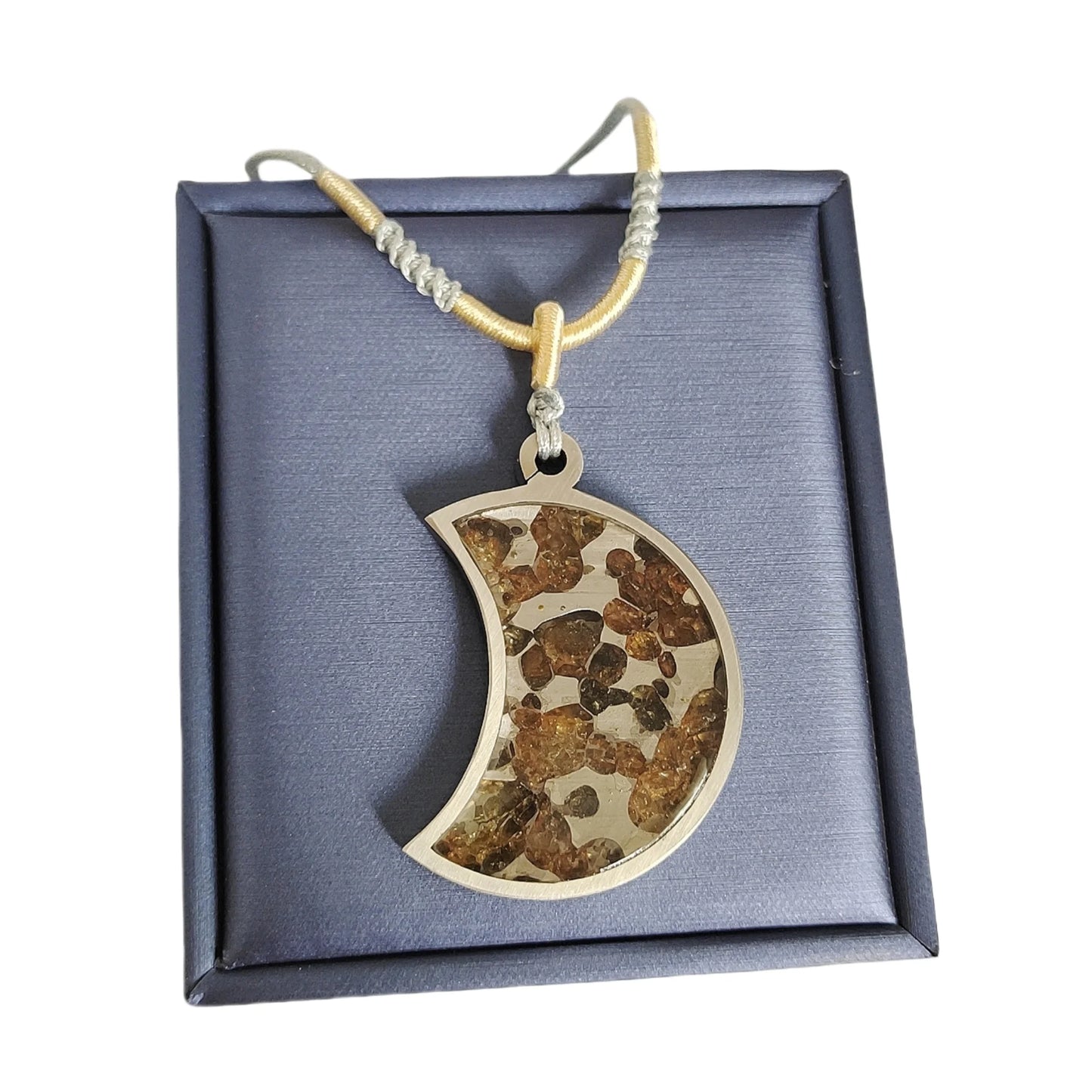 Brenham Meteorite Pendant Natural olive meteorite Titanium Alloy necklace Jewelry material Specimen Titanium Alloy Pendan- LK043