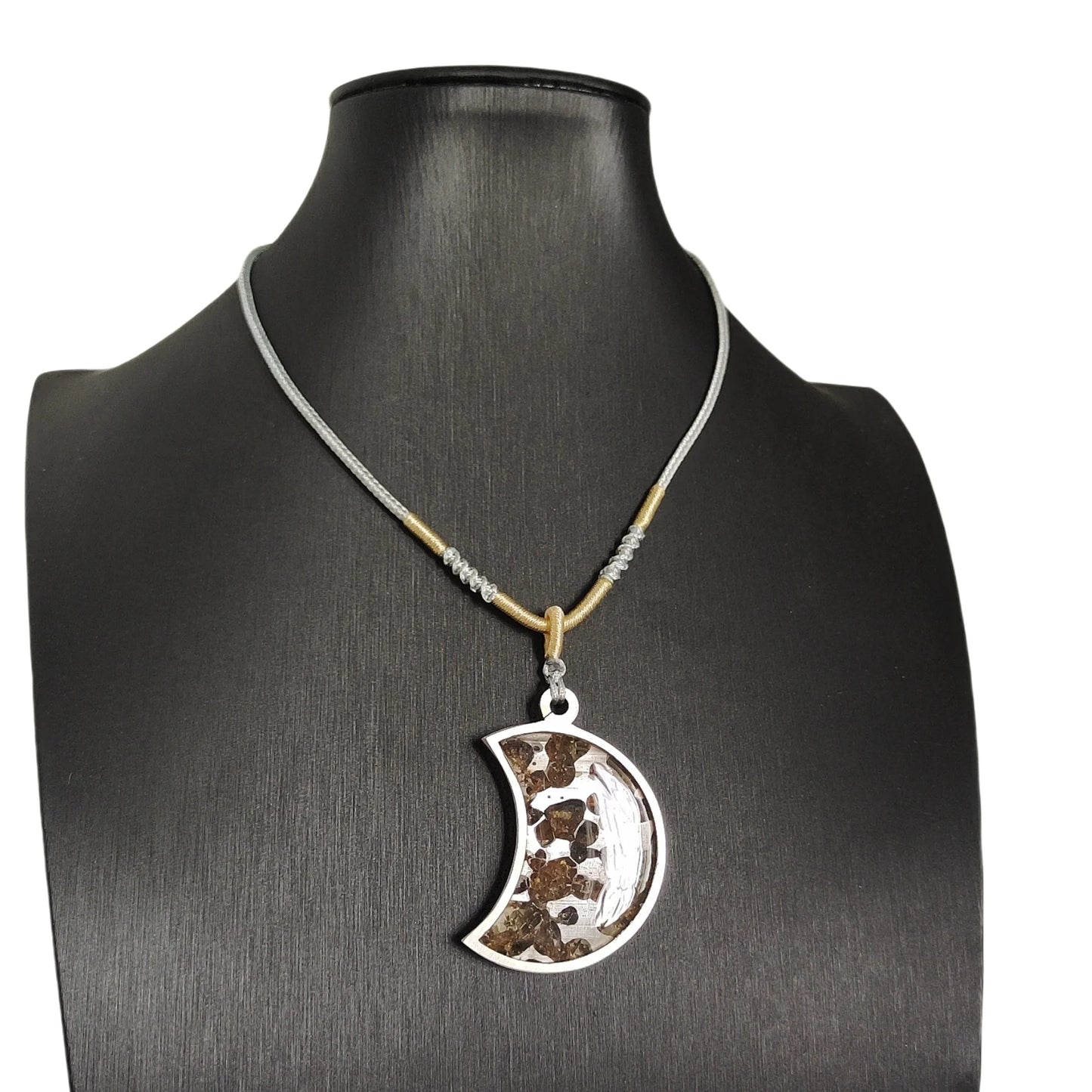 Brenham Meteorite Pendant Natural olive meteorite Titanium Alloy necklace Jewelry material Specimen Titanium Alloy Pendan- LK043
