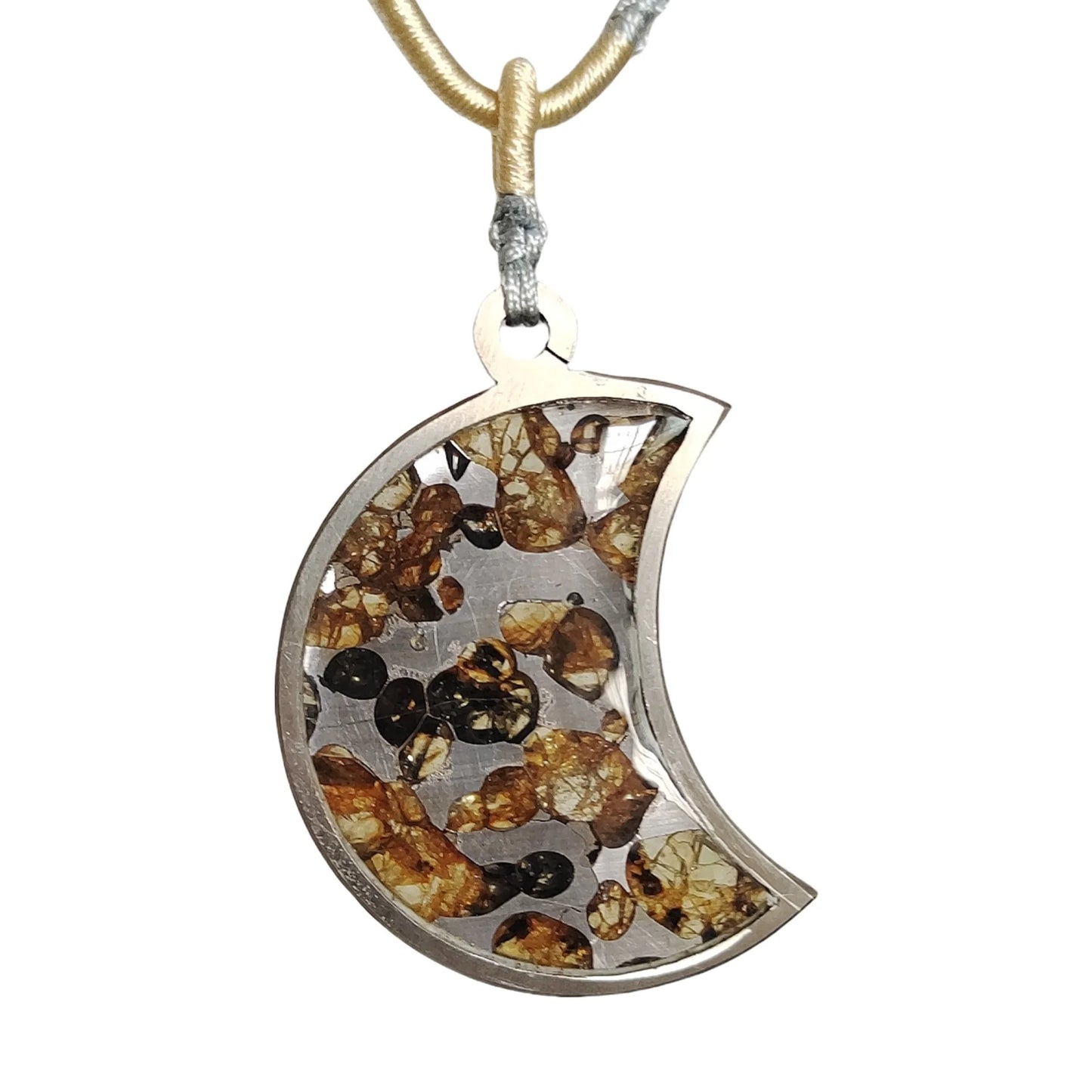 Brenham Meteorite Pendant Natural olive meteorite Titanium Alloy necklace Jewelry material Specimen Titanium Alloy Pendan- LK043