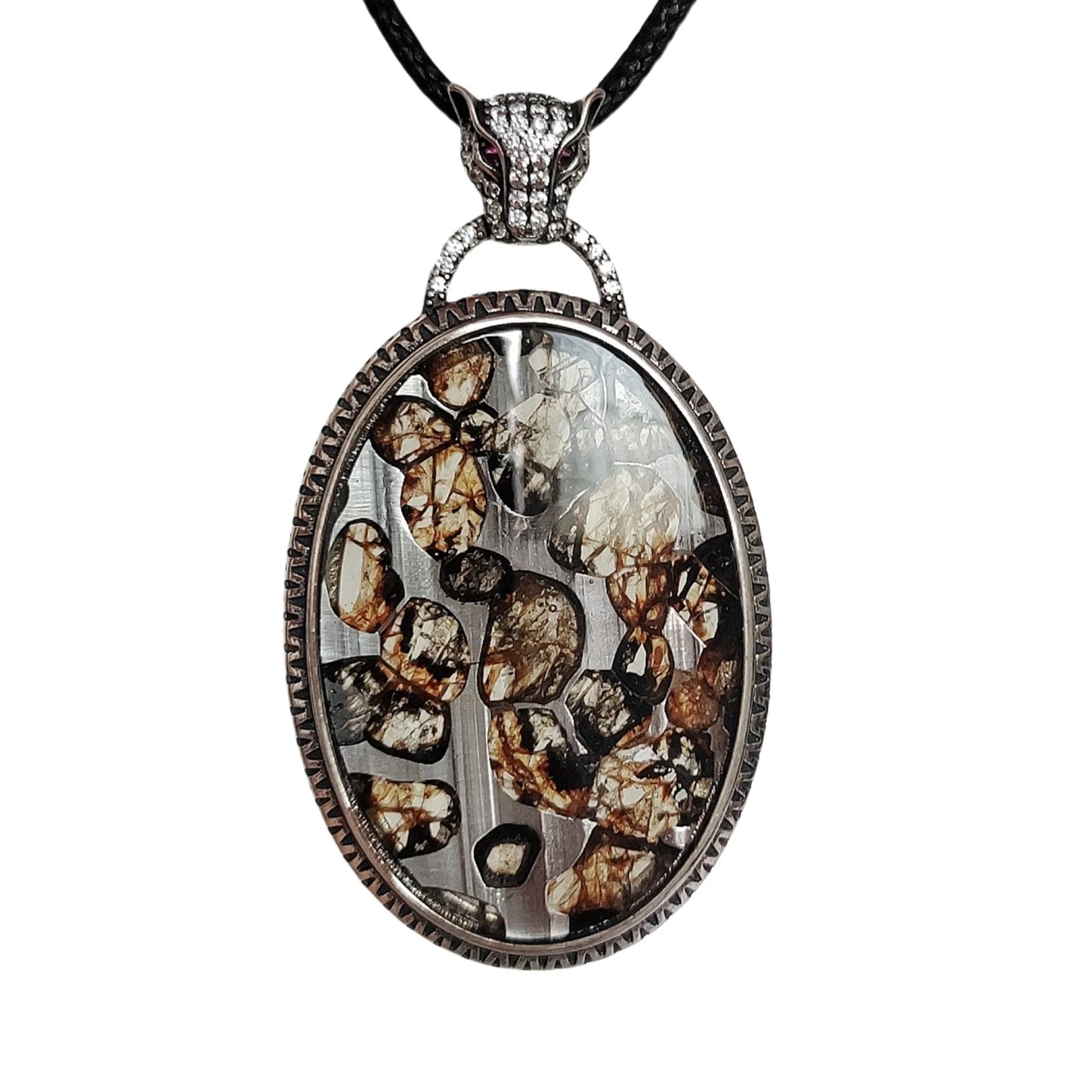 Brenham Meteorite Pendant Natural olive meteorite S925 silver necklace Jewelry material Specimen S925 silver Pendant - LK047