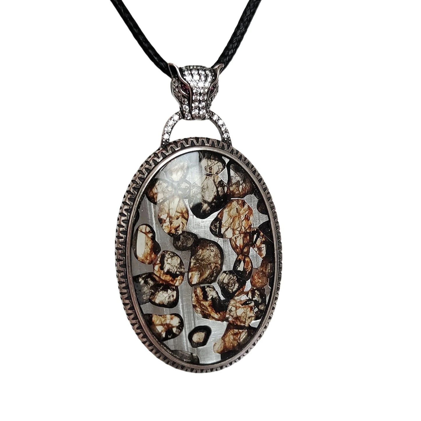 Brenham Meteorite Pendant Natural olive meteorite S925 silver necklace Jewelry material Specimen S925 silver Pendant - LK047