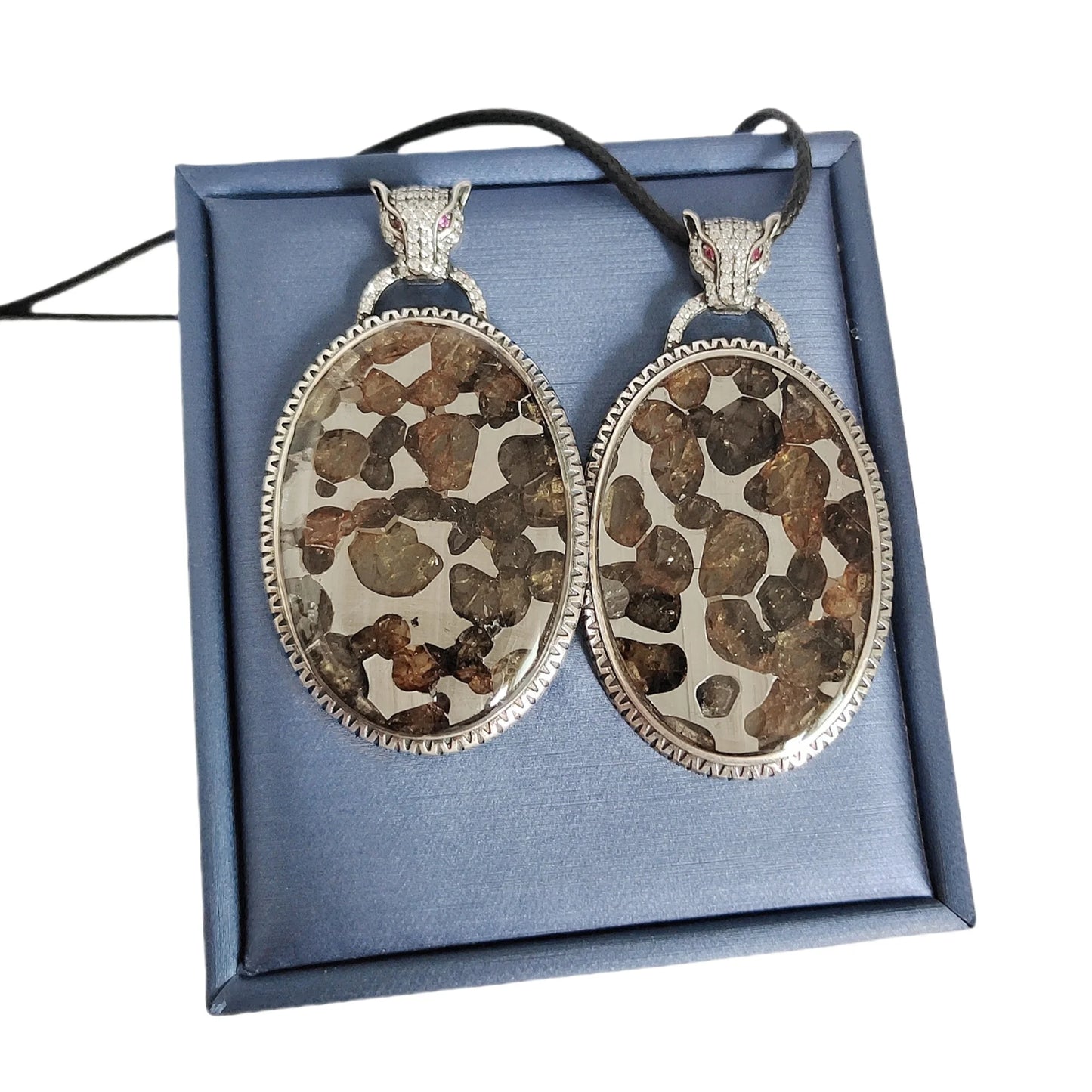Brenham Meteorite Pendant Natural olive meteorite S925 silver necklace Jewelry material Specimen S925 silver Pendant - LK047