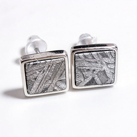 Muñonaratu Stone Meteorite Earrings, Square Meteorite Earrings