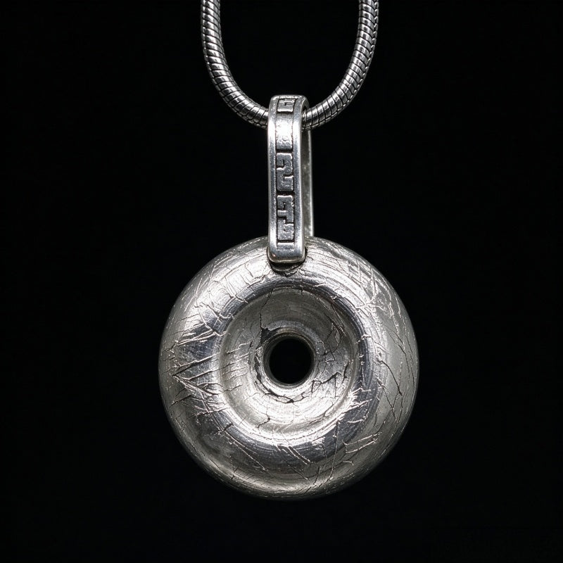 Genuine Muonionalusta Meteorite Peace Buckle Pendant  Nickel-Plated Finish Fine Meteorite Collection Piece LK463