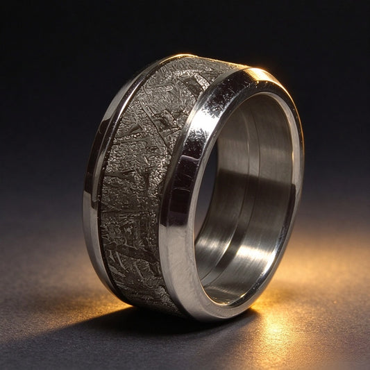Muonionalusta Meteorite Lovers Ring Natural Iron Meteorite Pendant Handmade Wedding Ring Meteorite Ring-H