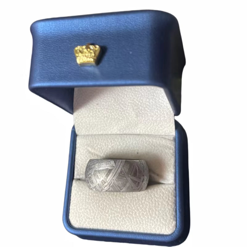 Cosmic Muonionalusta iron Meteorite Ring Unique Crystal Structure Men's Fashion Jewelry K51