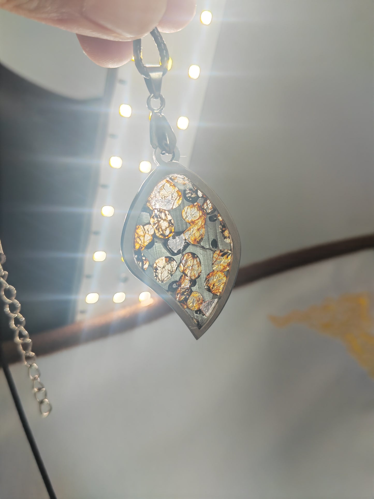 1PCS Seymchan Pallasite meteorite pendant Necklace,Meteor wish, wedding gift