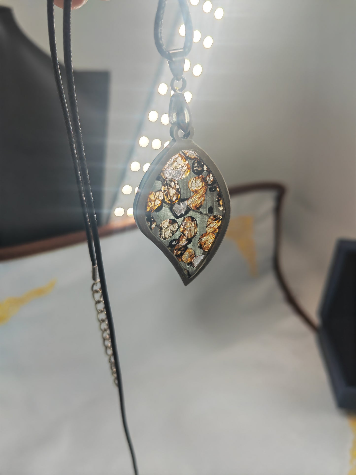 1PCS Seymchan Pallasite meteorite pendant Necklace,Meteor wish, wedding gift