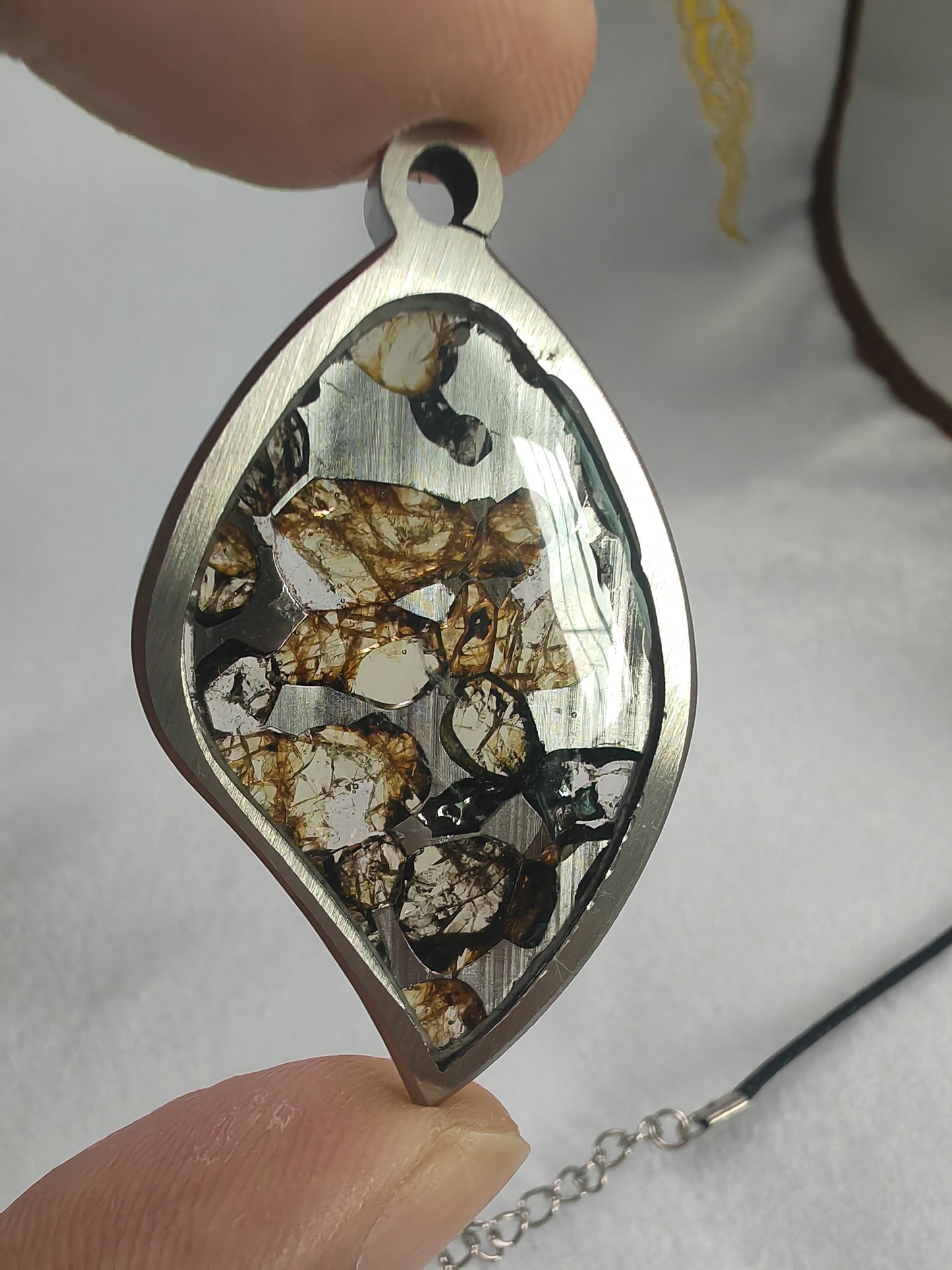 1PCS Seymchan Pallasite meteorite pendant Necklace,Meteor wish, wedding gift