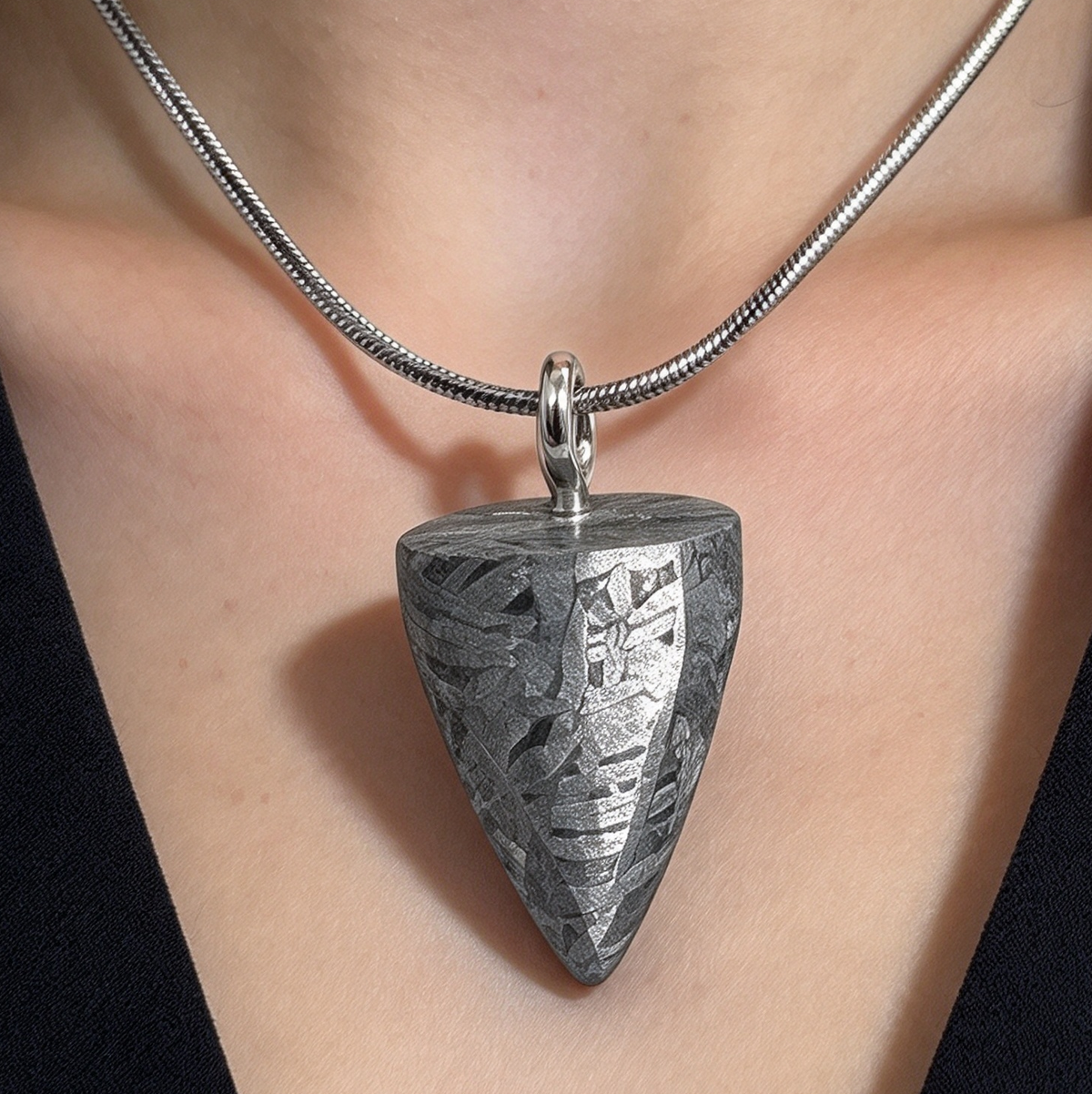 Muonionalusta Meteorite Cone Pendant, Space Rock Necklace