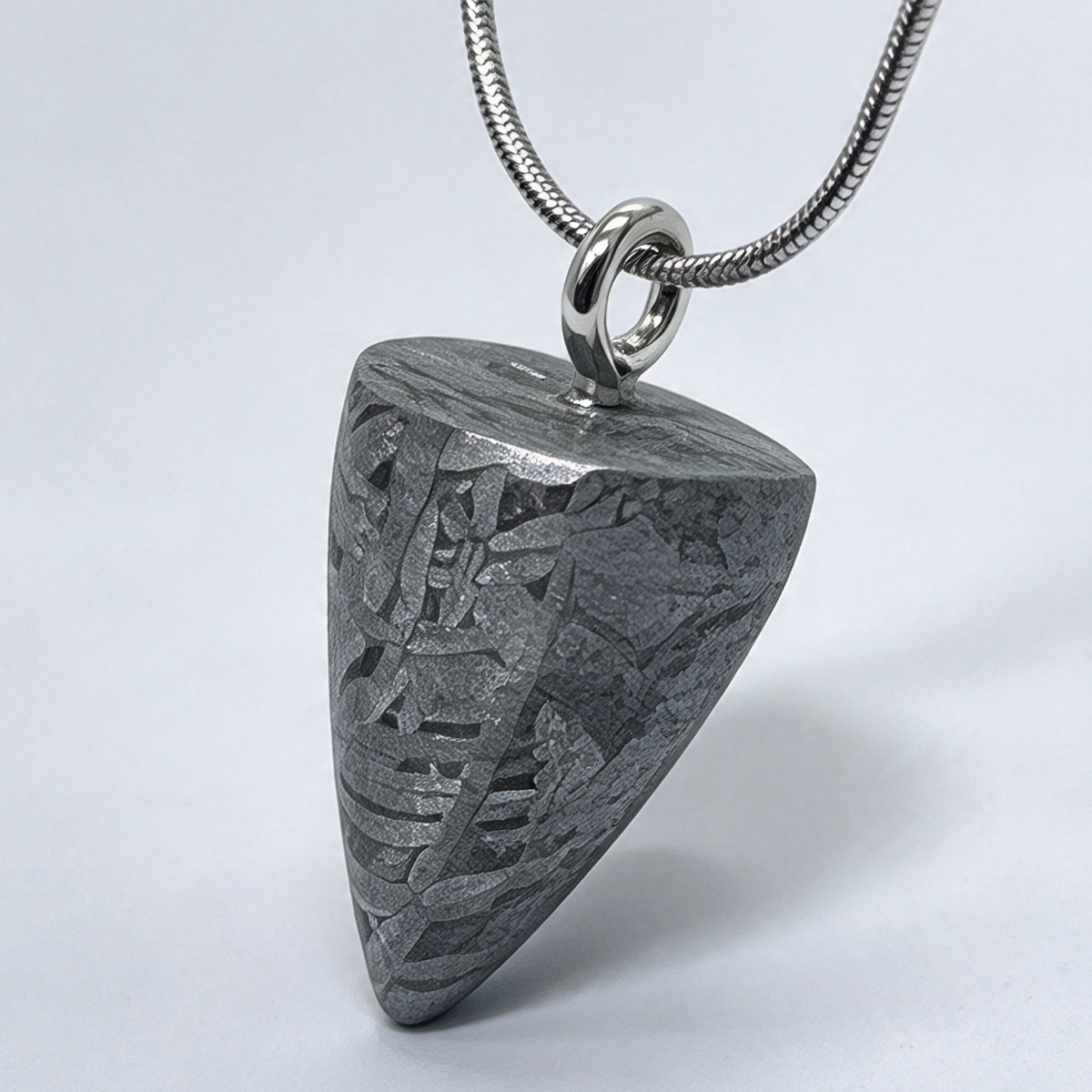 Muonionalusta Meteorite Cone Pendant, Space Rock Necklace