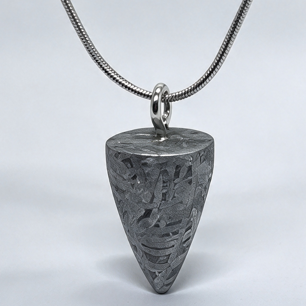 Muonionalusta Meteorite Cone Pendant, Space Rock Necklace