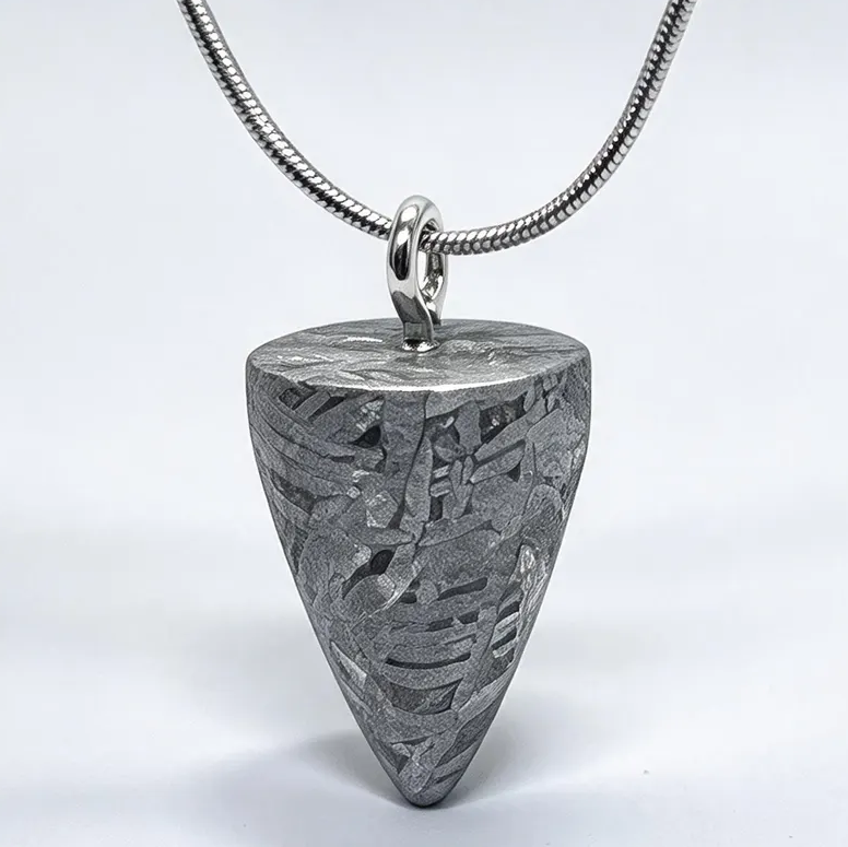 Muonionalusta Meteorite Cone Pendant, Space Rock Necklace