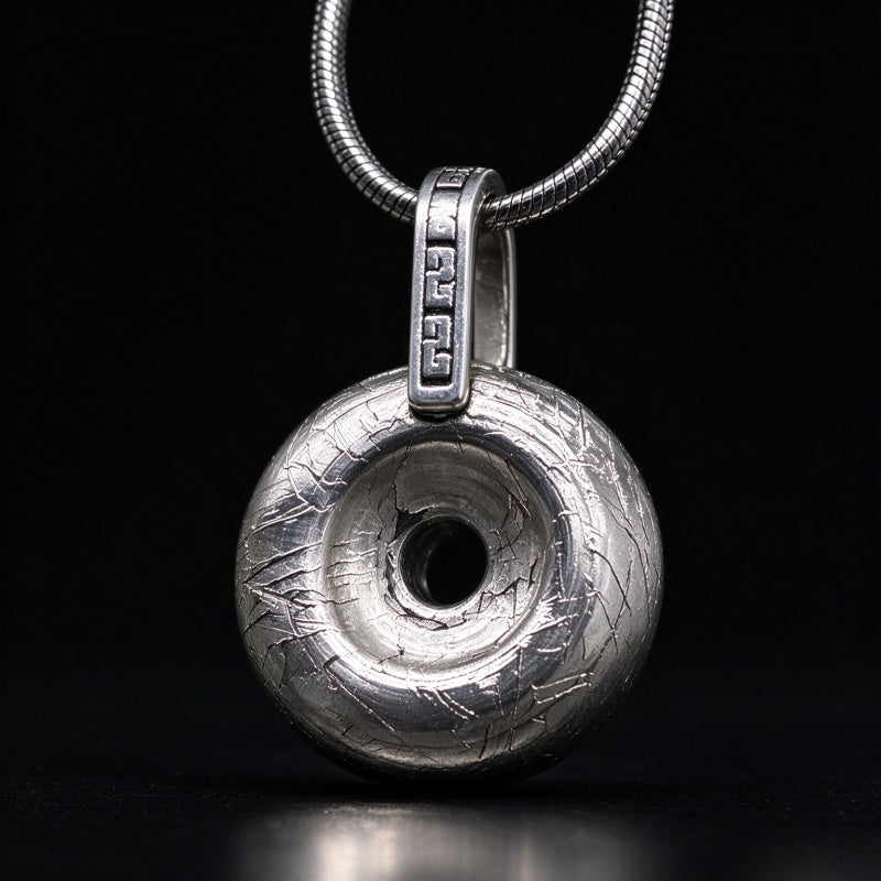 Genuine Muonionalusta Meteorite Peace Buckle Pendant  Nickel-Plated Finish Fine Meteorite Collection Piece LK463