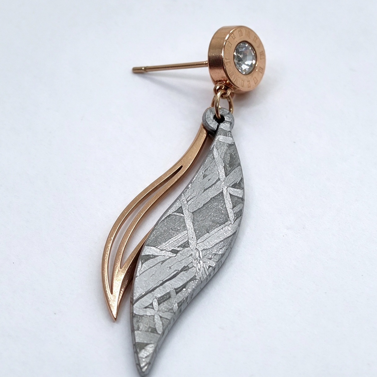 Muonionalusta iron meteorite wing earrings, Unique Handmade Galaxy Drop Stud Earrings