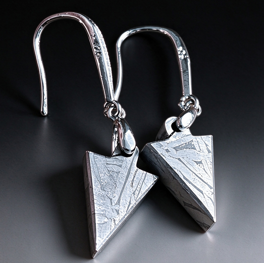 Munioanastella meteorite pendant earrings, Wiedemannstein pattern earrings