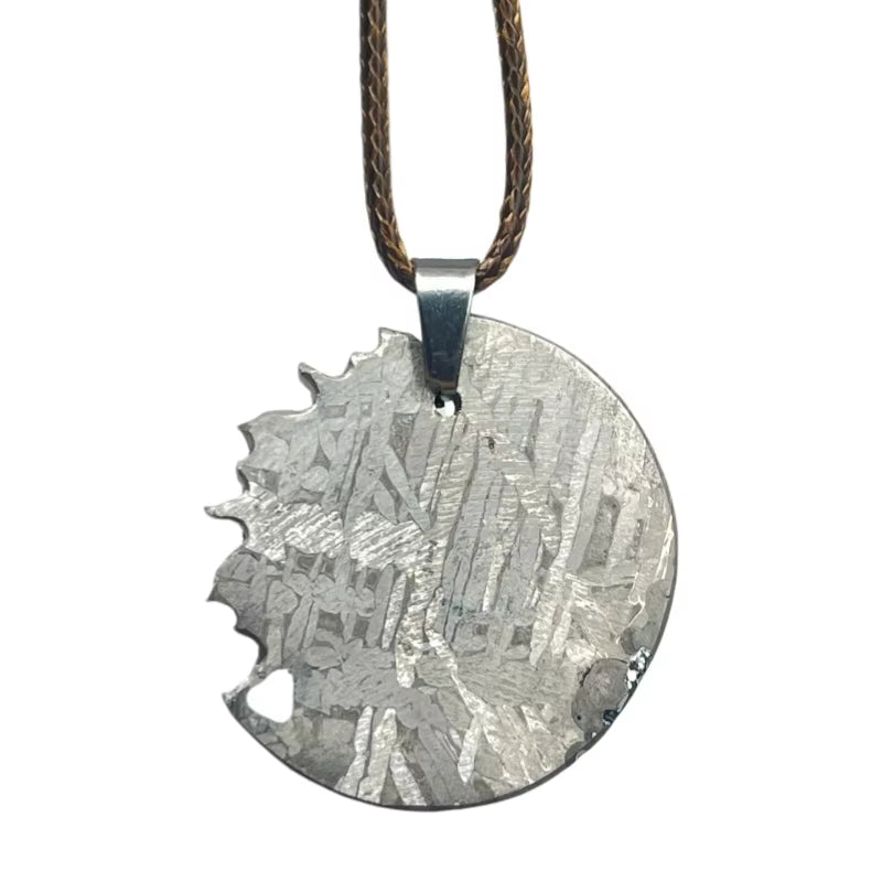 Nickel Plated Muonionalusta Meteorite Sun Moon Pendant Collector's Grade Cosmic Jewelry LK377