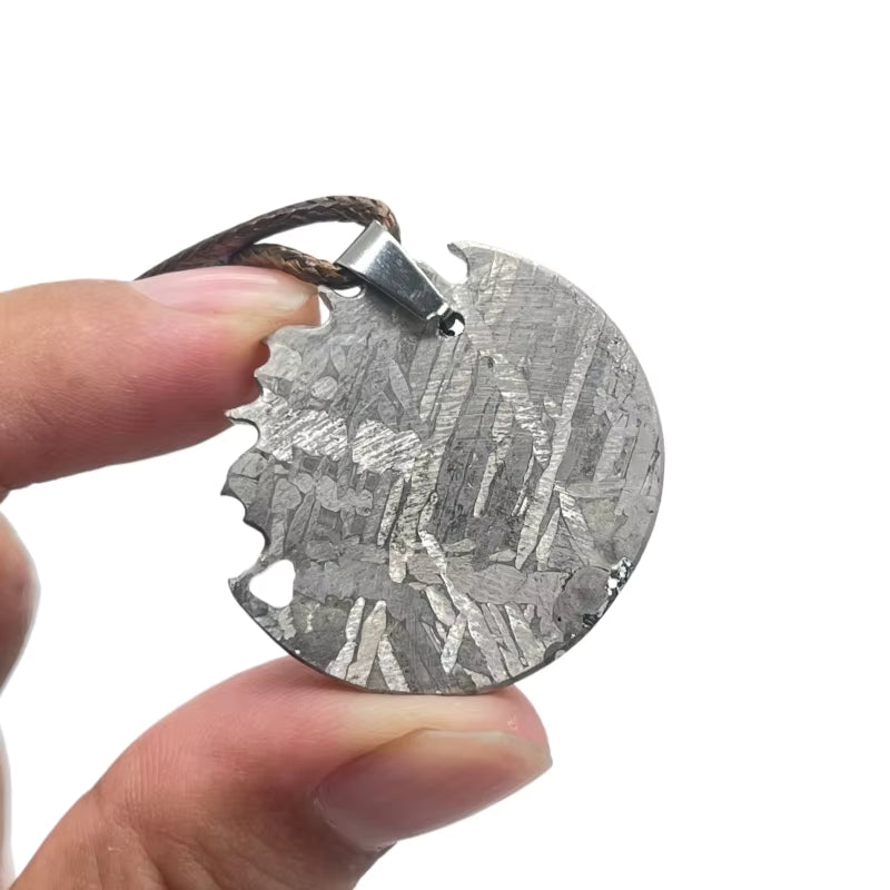 Nickel Plated Muonionalusta Meteorite Sun Moon Pendant Collector's Grade Cosmic Jewelry LK377