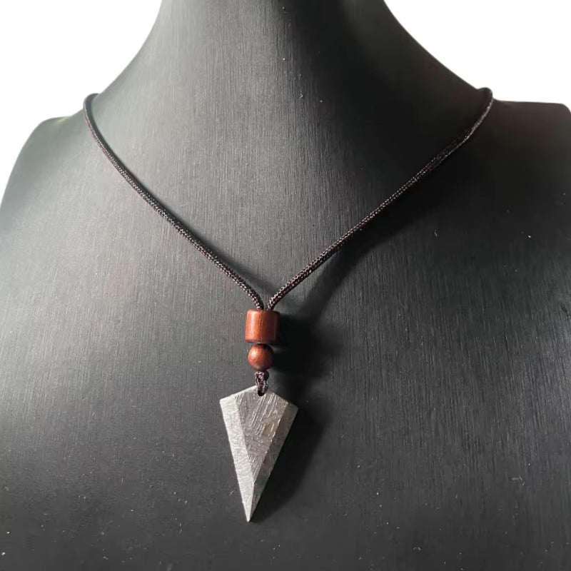 Nickel Plated Muonionalusta Meteorite Arrow Pendant Collector's Grade Cosmic Jewelry LK379
