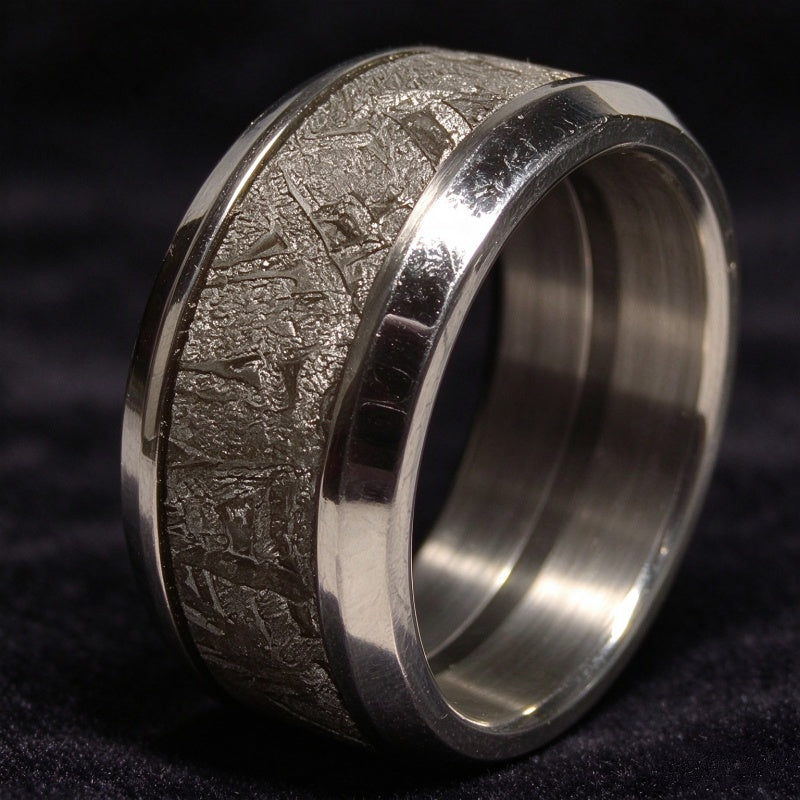 Muonionalusta Meteorite Lovers Ring Natural Iron Meteorite Pendant Handmade Wedding Ring Meteorite Ring-H