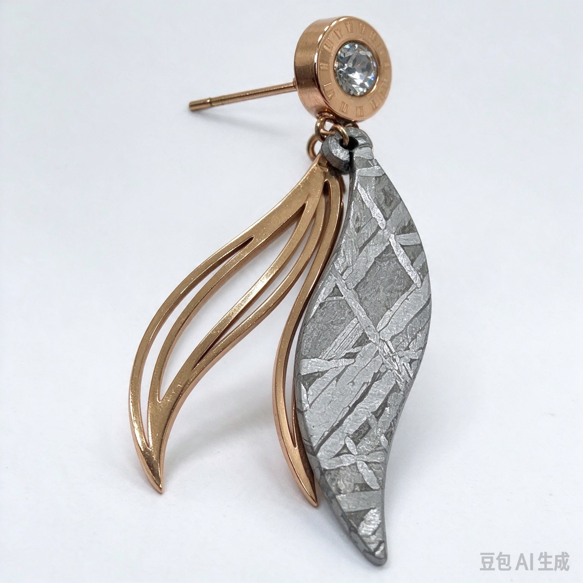 Muonionalusta iron meteorite wing earrings, Unique Handmade Galaxy Drop Stud Earrings