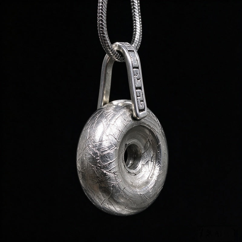 Genuine Muonionalusta Meteorite Peace Buckle Pendant  Nickel-Plated Finish Fine Meteorite Collection Piece LK463
