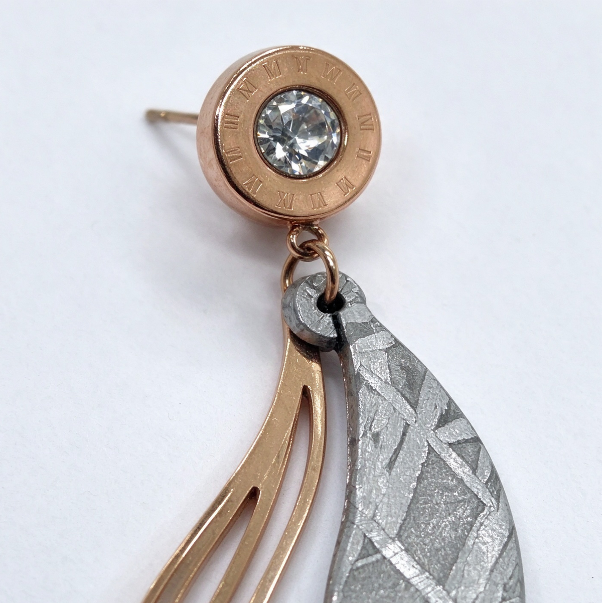 Muonionalusta iron meteorite wing earrings, Unique Handmade Galaxy Drop Stud Earrings