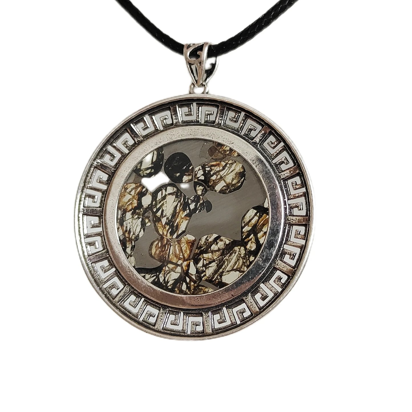 Brenham Meteorite Pendant Natural olive meteorite Titanium Alloy necklace Jewelry material Specimen Titanium Alloy Pendant