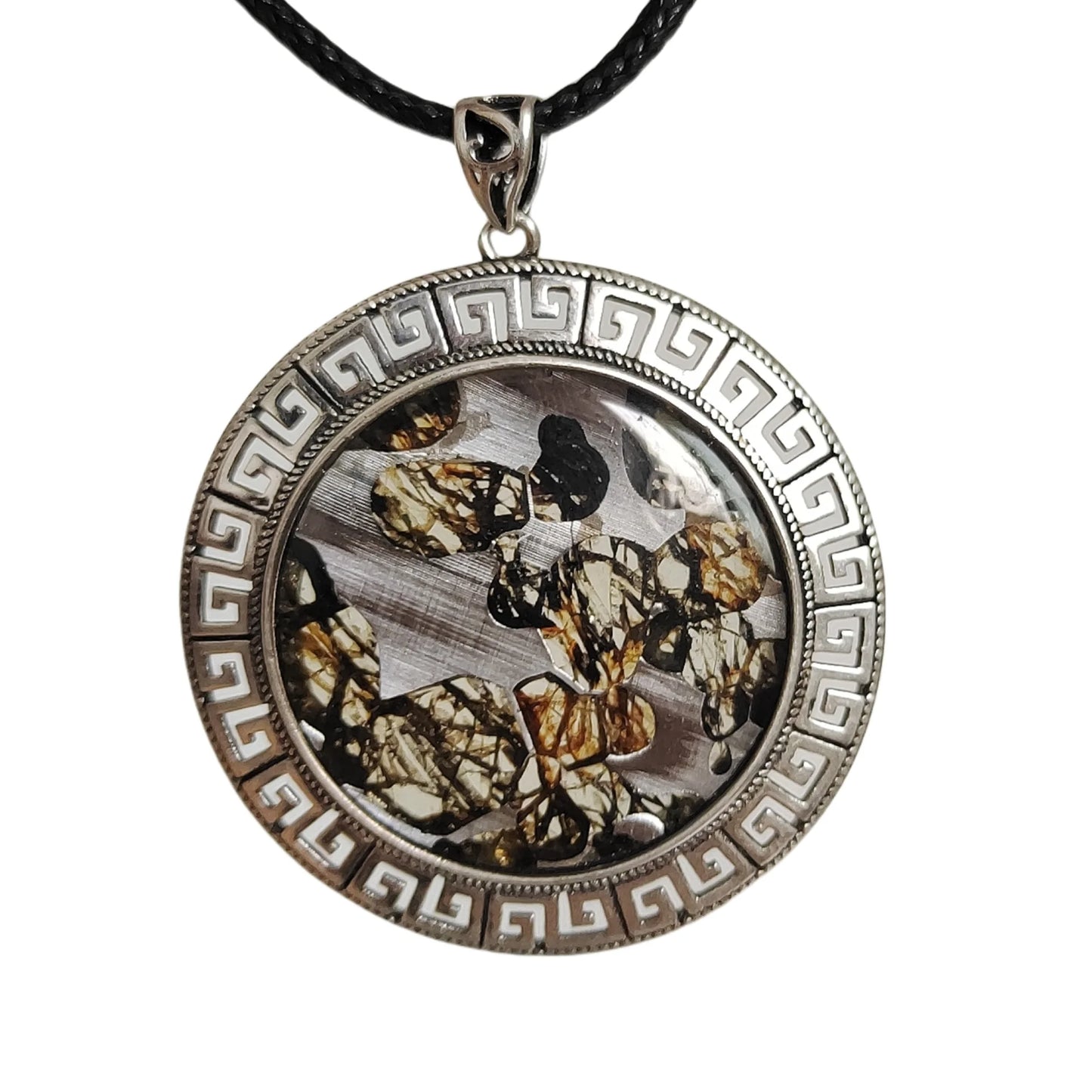 Brenham Meteorite Pendant Natural olive meteorite Titanium Alloy necklace Jewelry material Specimen Titanium Alloy Pendant