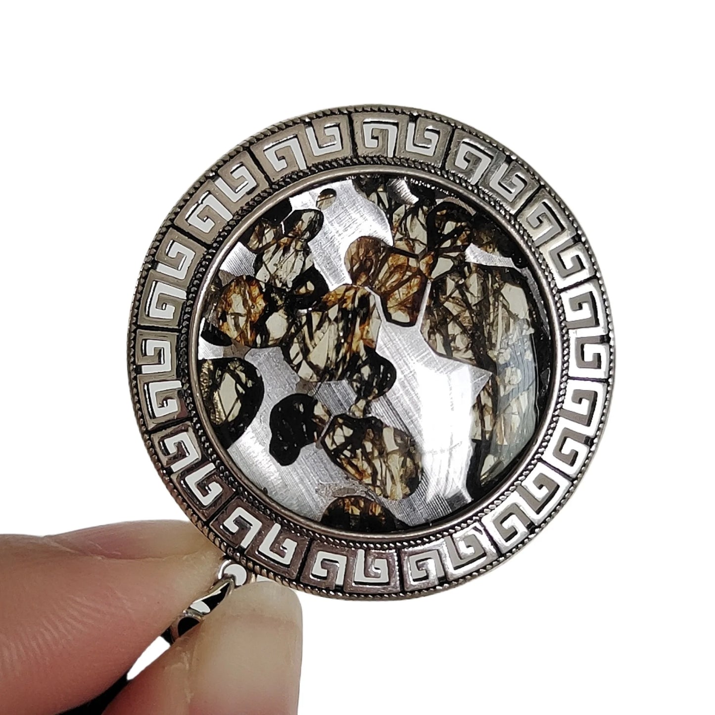 Brenham Meteorite Pendant Natural olive meteorite Titanium Alloy necklace Jewelry material Specimen Titanium Alloy Pendant