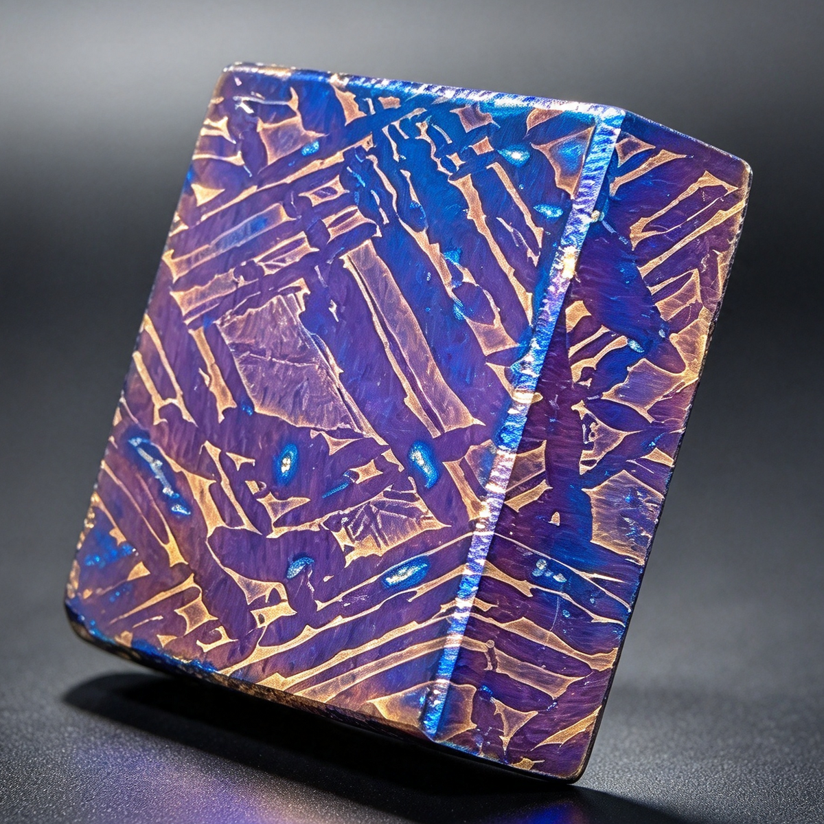 Muonionalusta Meteorite Etched Slice, Widmanstatten Pattern Jewelry, Meteorite Collection (20x20x5.8mm)