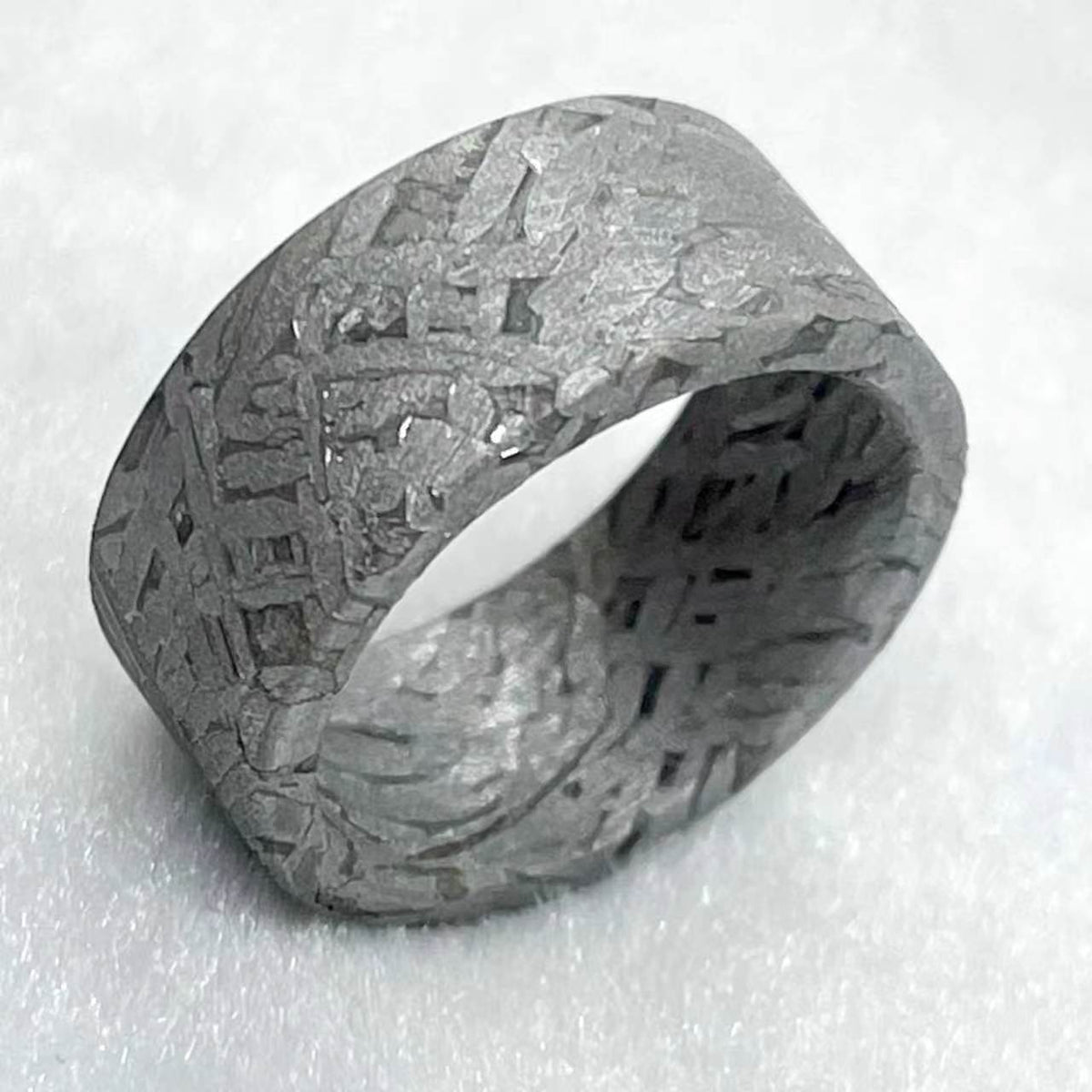Iron meteorite ring, 10mm wide, custom-made