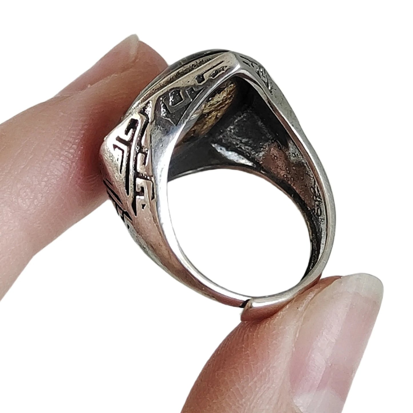 7g Seymchan Pallasite Olive Meteorite S925 Silver Ring, Natural Handmade Specimen LB083