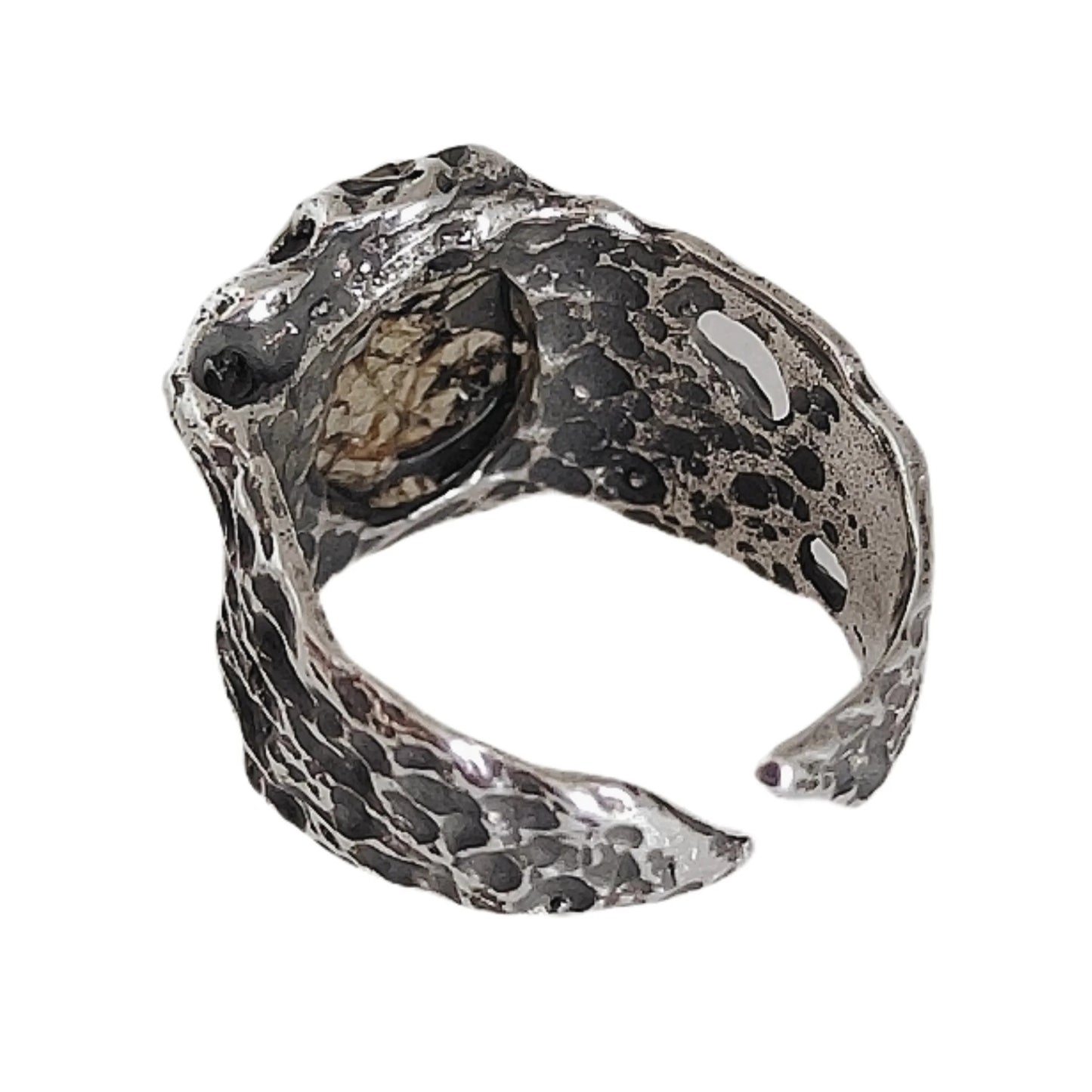 8.5g Seymchan Pallasite Olive Meteorite S925 Silver Ring, Natural Handmade Specimen LB088