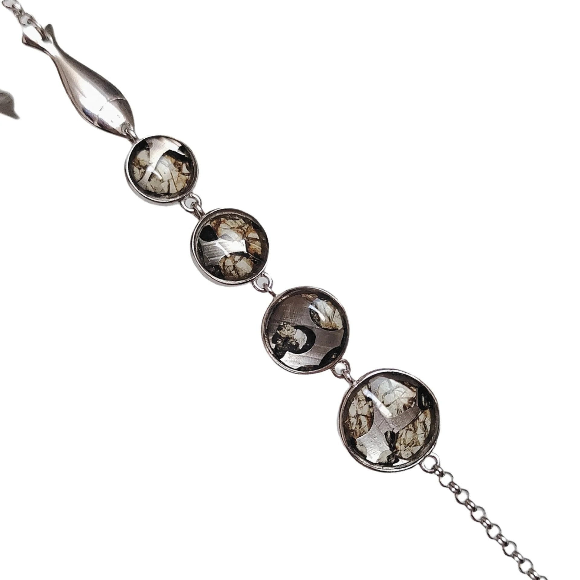 6.4g Seymchan Pallasite Olive Meteorite S925 Silver Bracelet Natural Meteorite Material Handmade Bracelet Collection- LB