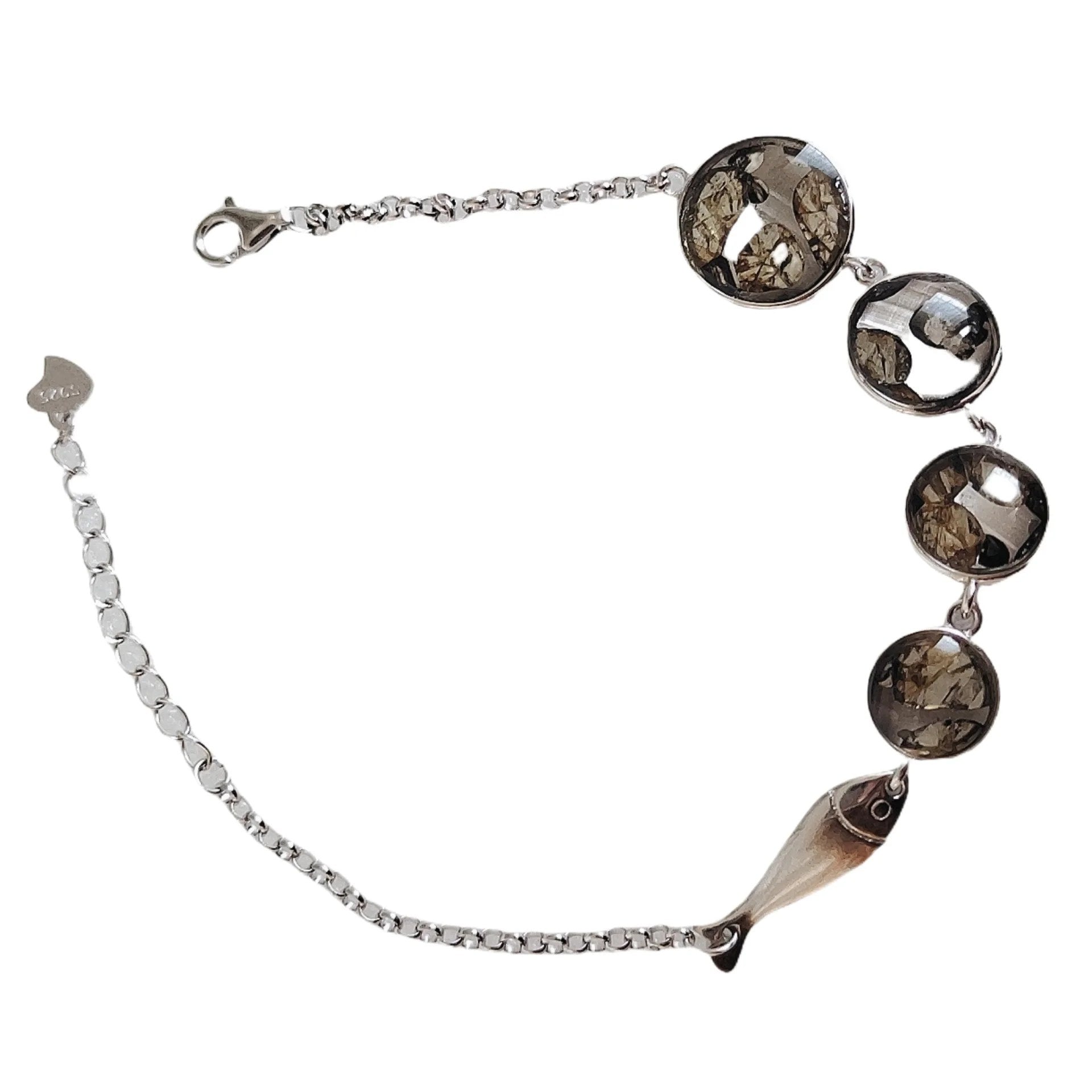 6.4g Seymchan Pallasite Olive Meteorite S925 Silver Bracelet Natural Meteorite Material Handmade Bracelet Collection- LB