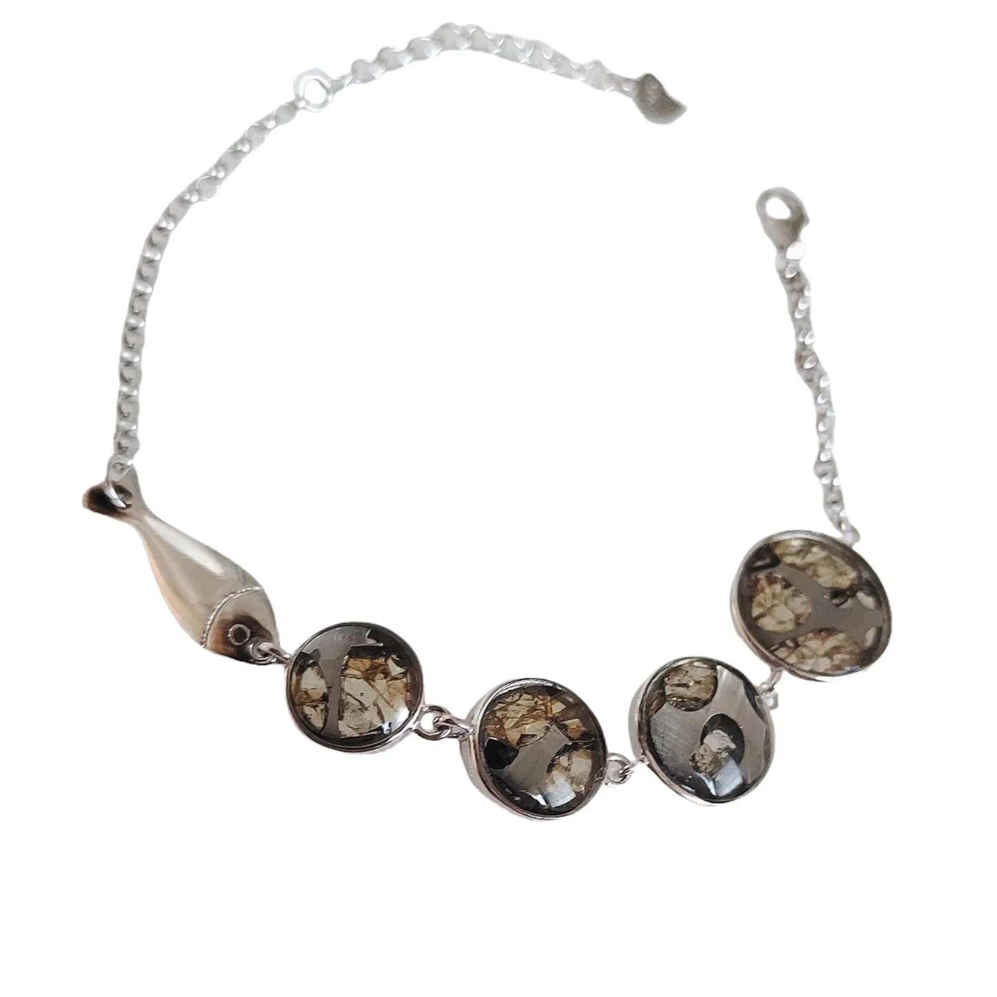 6.4g Seymchan Pallasite Olive Meteorite S925 Silver Bracelet Natural Meteorite Material Handmade Bracelet Collection- LB