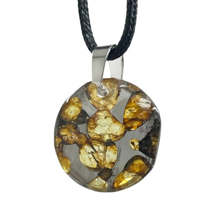 2.7g Seymchan Olive Meteorite Pendant, Natural Pallasite Necklace, Specimen Collection LB171