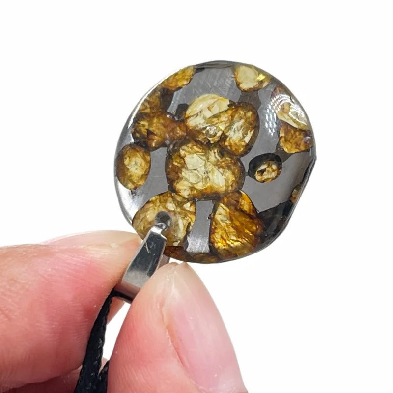 2.7g Seymchan Olive Meteorite Pendant, Natural Pallasite Necklace, Specimen Collection LB171