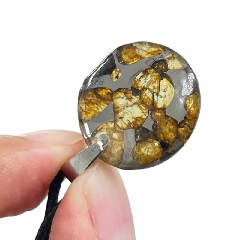2.7g Seymchan Olive Meteorite Pendant, Natural Pallasite Necklace, Specimen Collection LB171