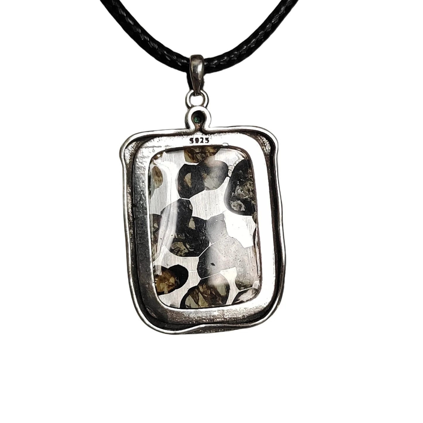 Brenham Meteorite Pendant, Natural Olive Meteorite, S925 Silver Necklace, Specimen LK045