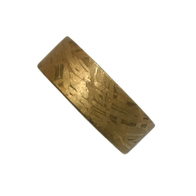 Muonionalusta Meteorite Ring, Natural Iron Meteorite Plated with 24K Gold, Handmade Carving Craft Jewelry