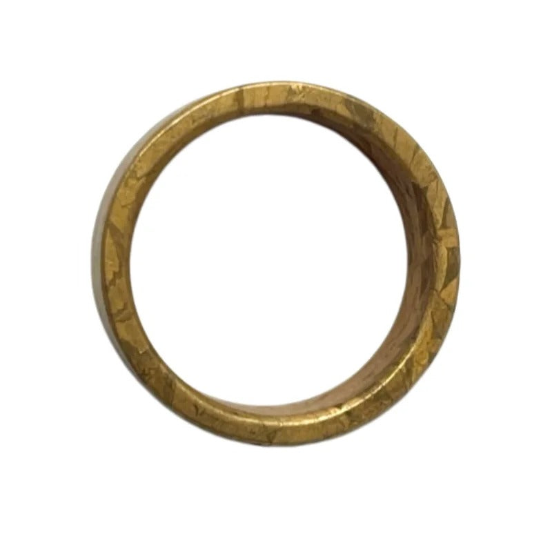 Muonionalusta Meteorite Ring, Natural Iron Meteorite Plated with 24K Gold, Handmade Carving Craft Jewelry