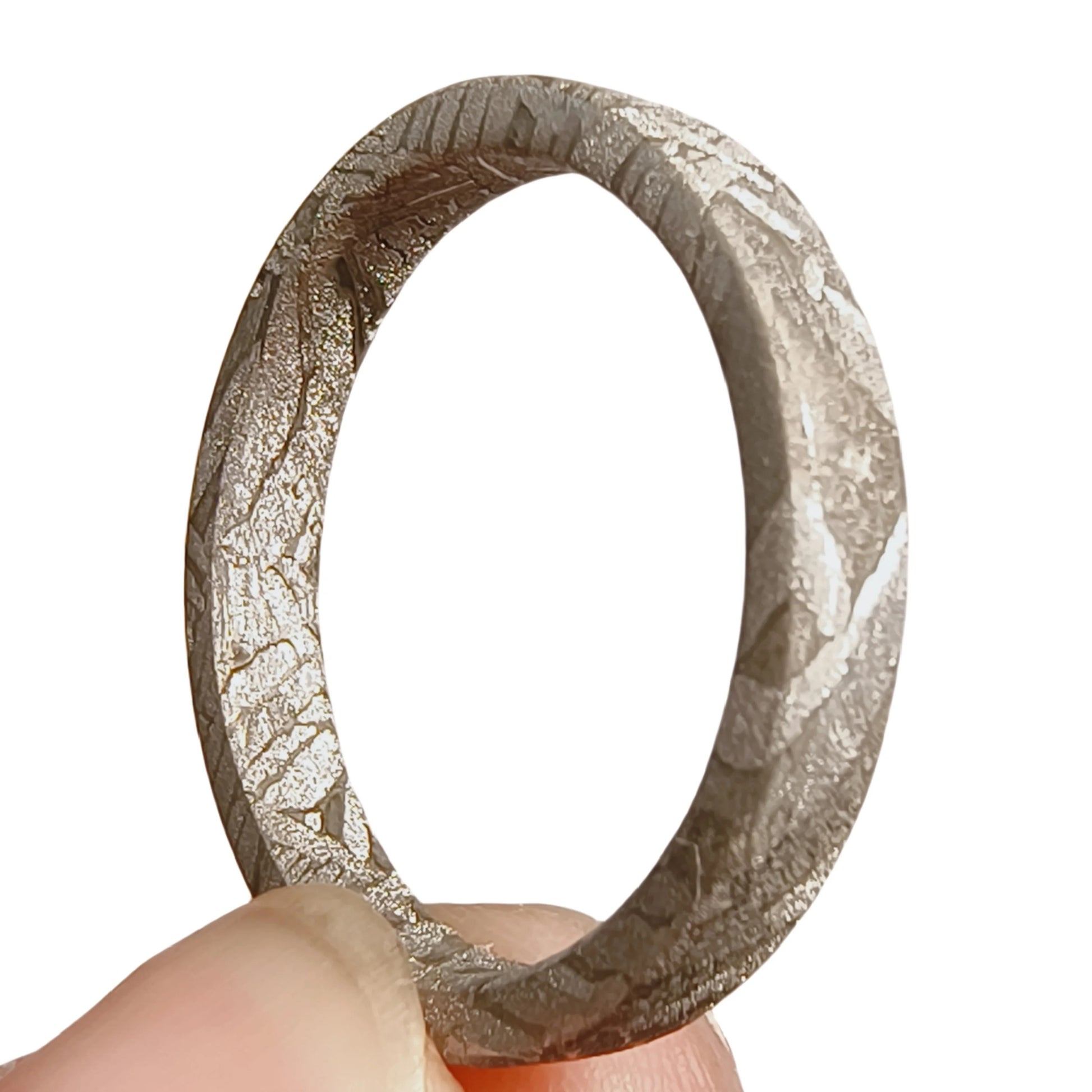 Muonionalusta Meteorite Ring, Natural Iron Meteorite, Handmade Jewelry (C)